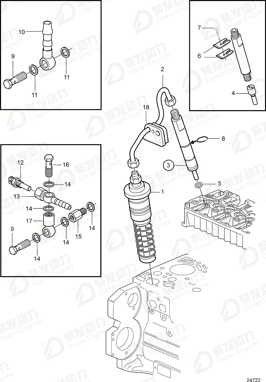 VOLVO Injector, exch 3801291 Drawing
